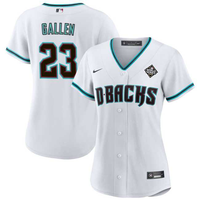 Womens Arizona Diamondbacks #23 Zac Gallen White 2023 World Series Stitched Jersey(Run Small) Dzhi->mlb womens jerseys->MLB Jersey